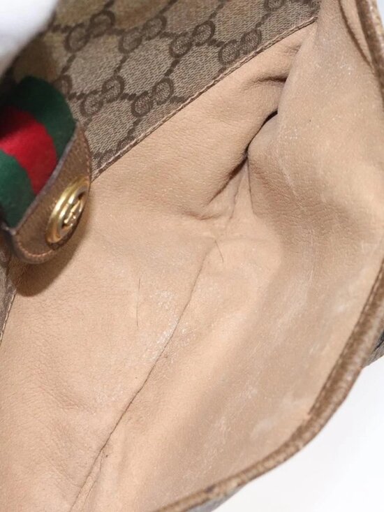GUCCI GG Supreme Web Sherry Line Bag PVC Beige Gold 89 02 032 Auth hk2475 - Picture 14 of 16